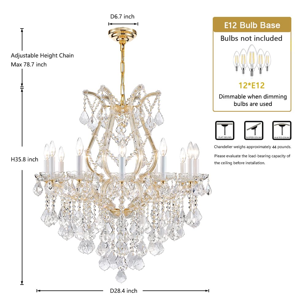 Large Gold Modern Crystal Chandelier Light Fixtures