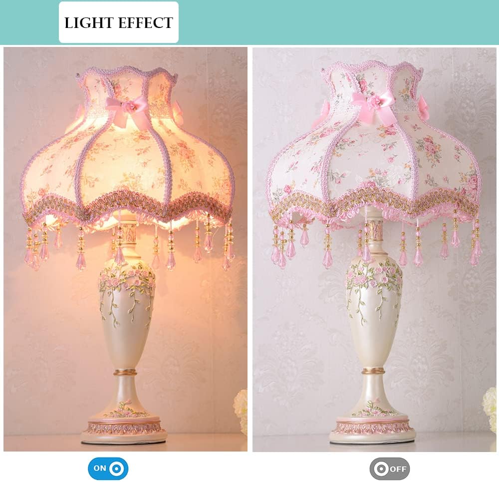 French Antique Flower Decorative Bedside Desk Lamp, Handmade Night Light