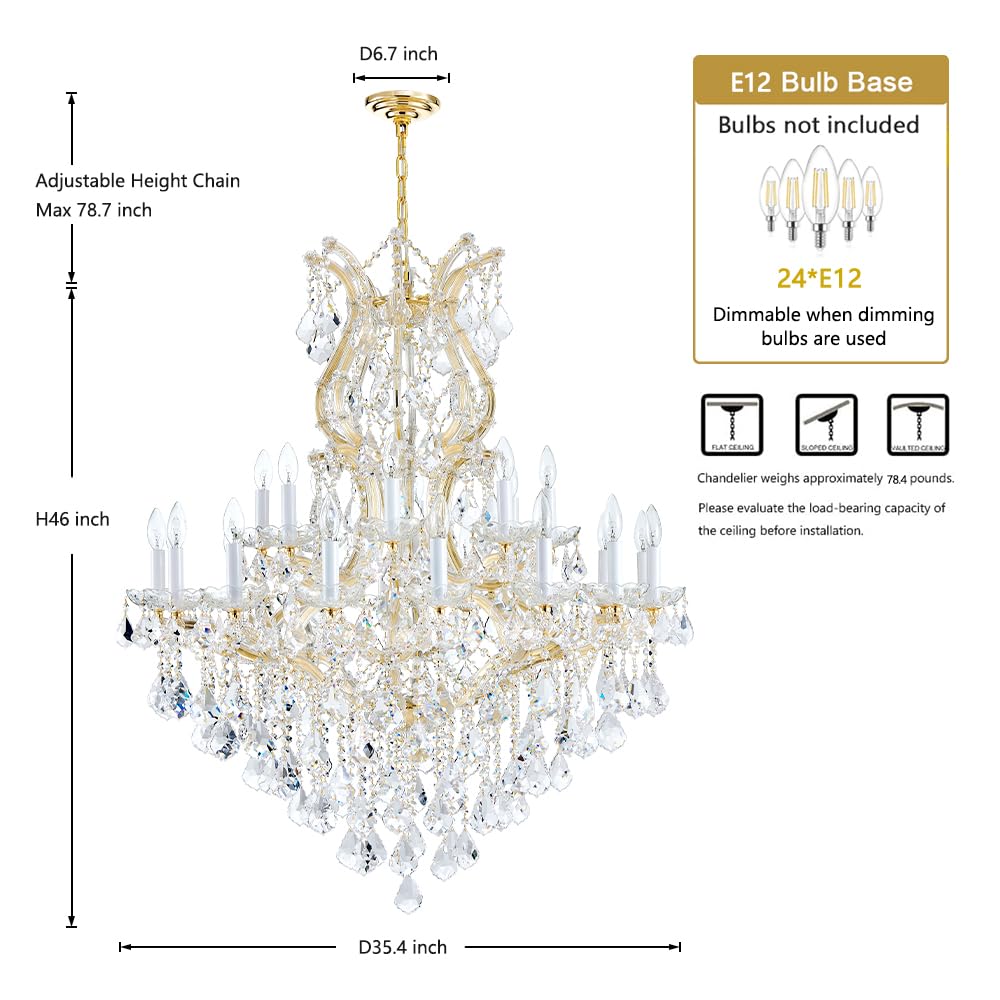 Large Gold Modern Crystal Chandelier Light Fixtures