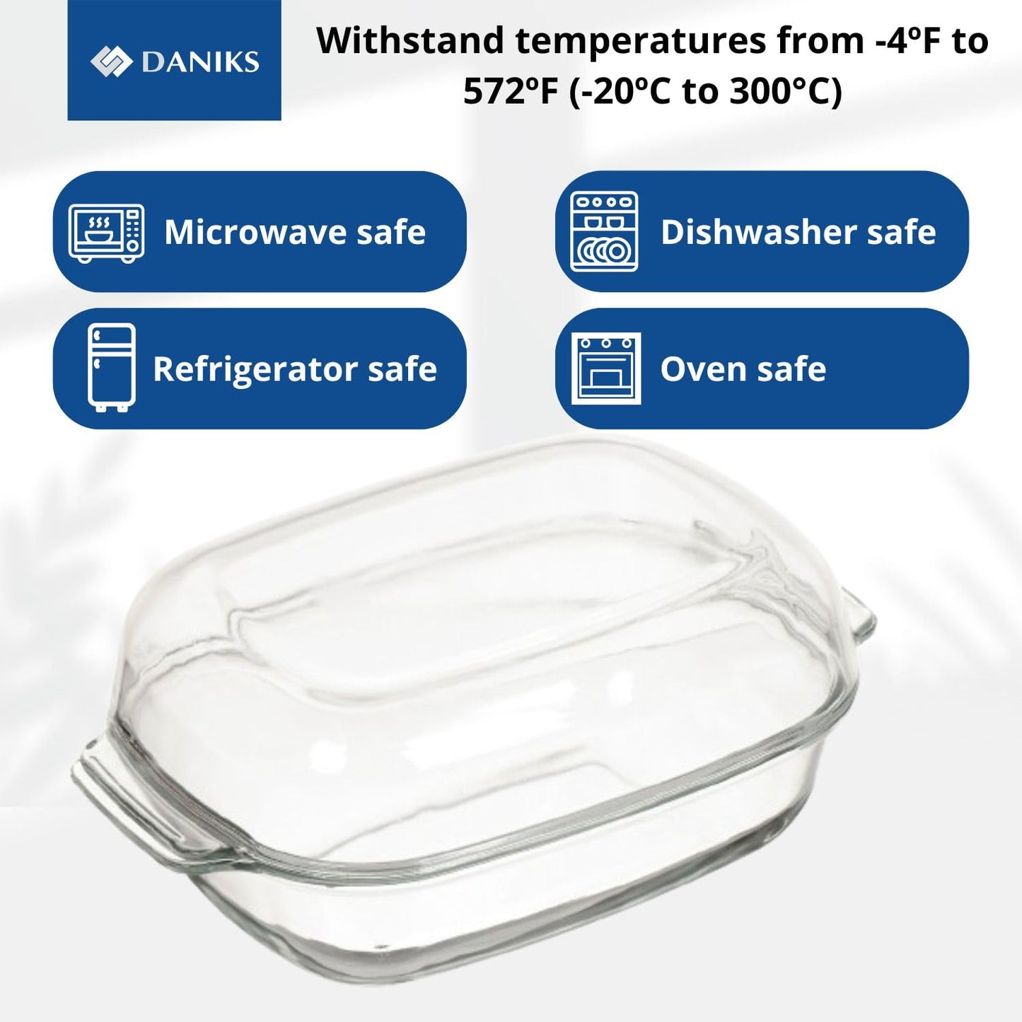 2-in-1 Glass Baking Dish with Borosilicate Glass Lid | 3.7 Quart Glass