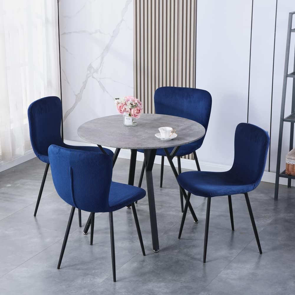 5-Piece Marble Modern Dining Table with 4 Chairs for Dining Room