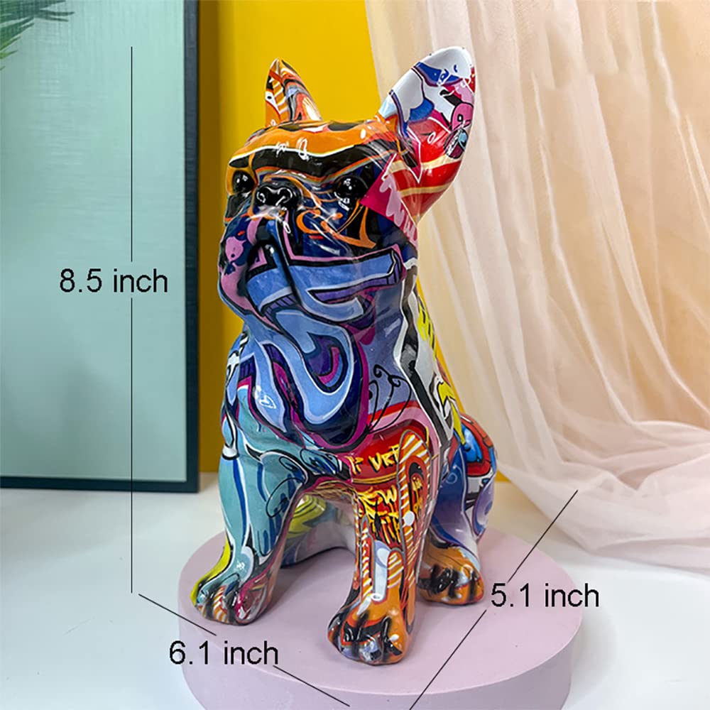 Graffiti French Bulldog Statue Sculpture Art Figurine Home Decoration