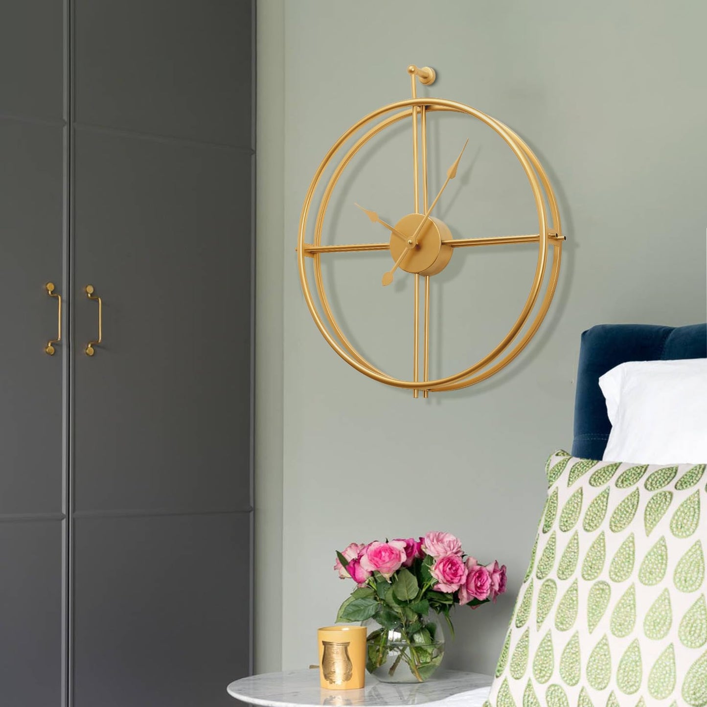 Large Wall Clock Gold Wall Clock Modern Metal Clock