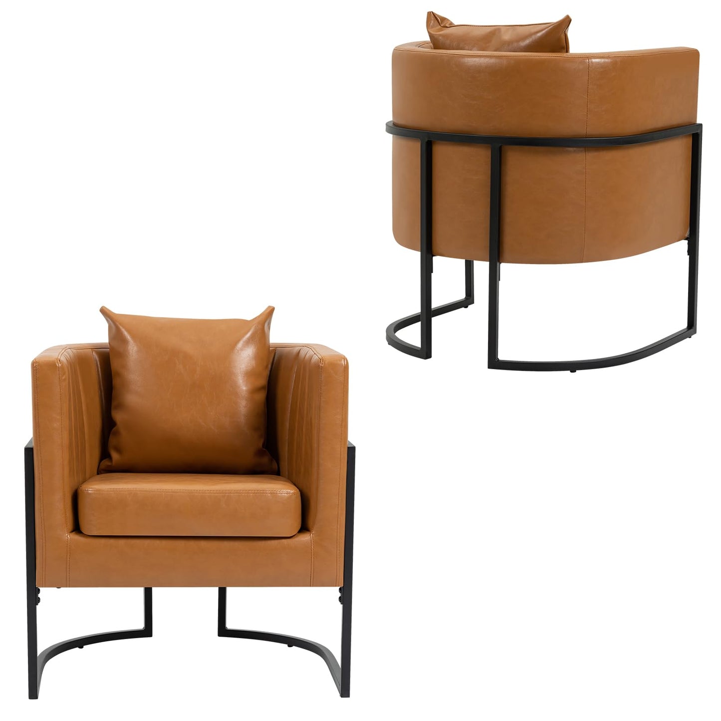 Velvet Modern Accent Chairs Set of 2, Upholstered Barrel Armchair