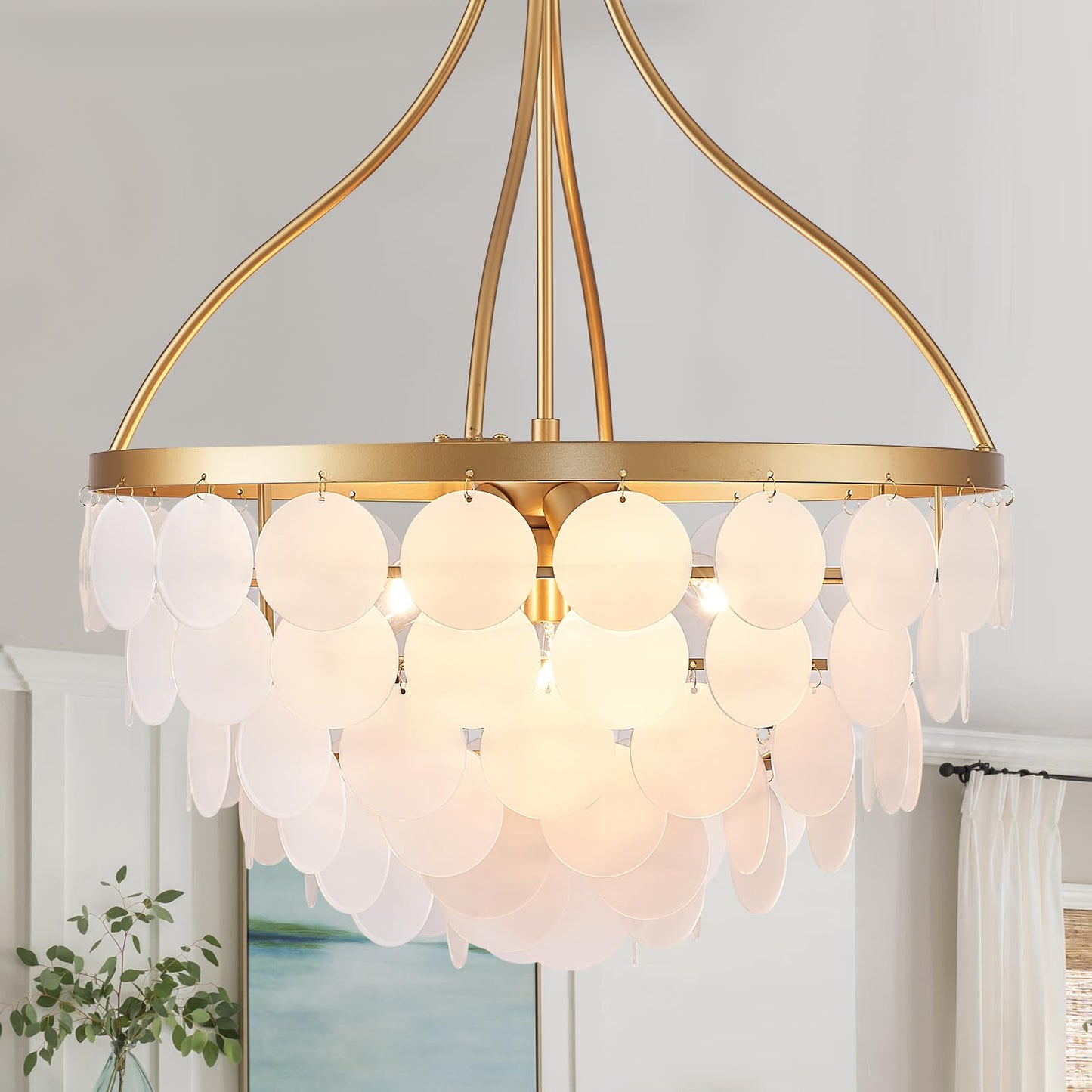 Gold Crystal Chandelier - Dimmable Contemporary Chandelier