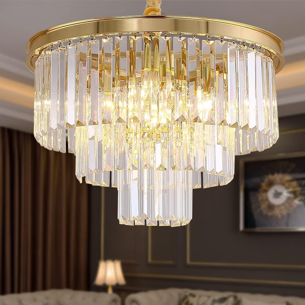 Luxury Smoke Crystal Chrome Chandelier, 8 Lights Pendant