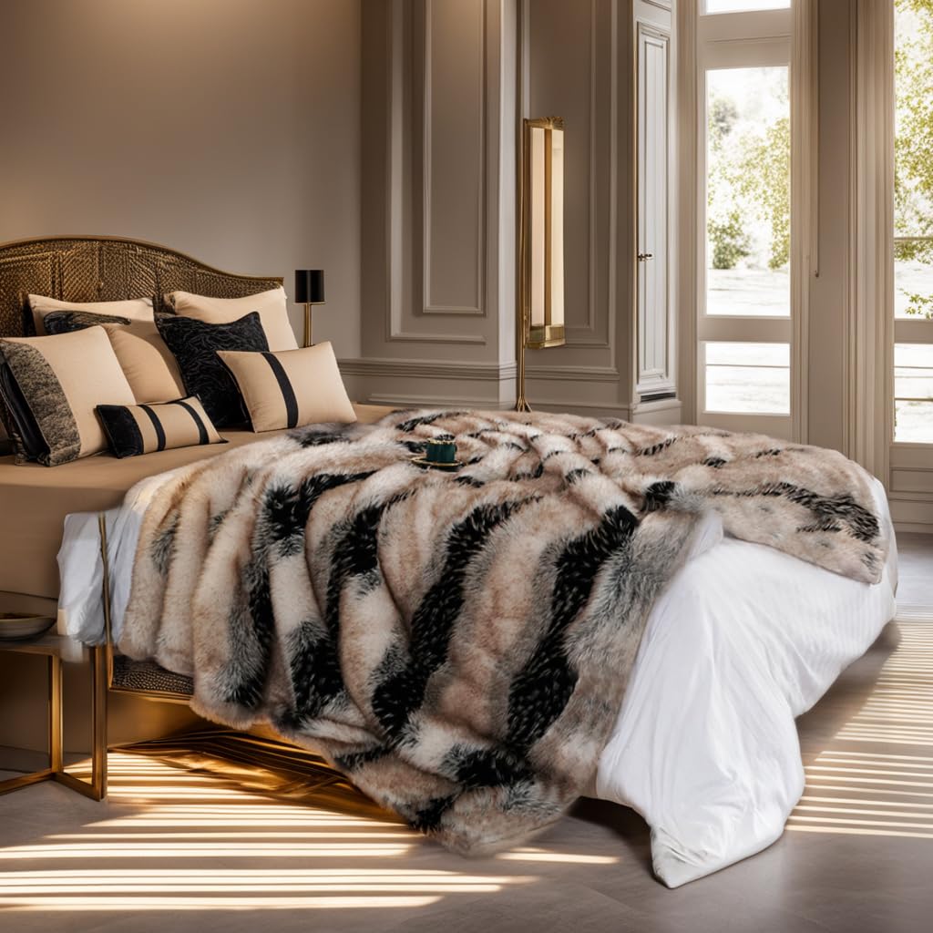 Faux Fur Throw Blanket, Super Soft and Cozy Plush for Bed and Couch