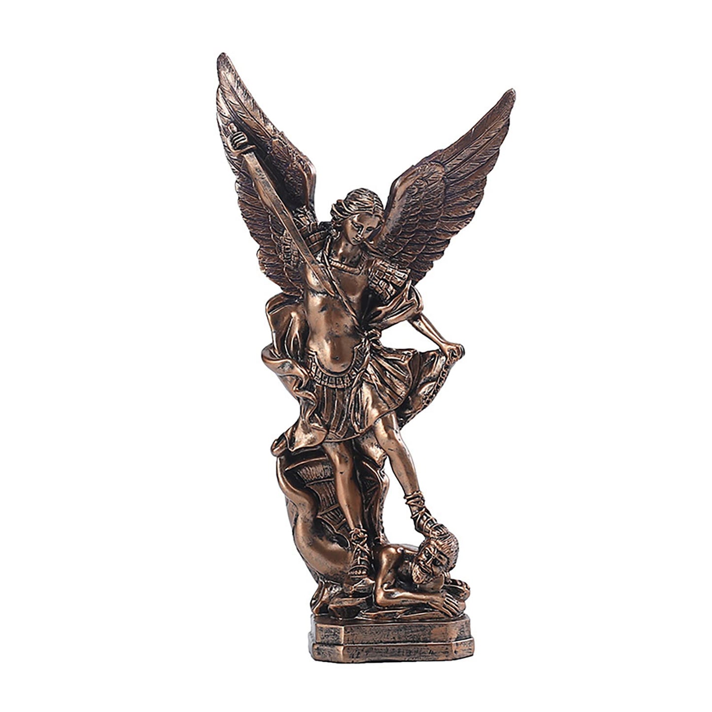 12.5in St. Michael Archangel Statue Collectible Figurines (Bronze)