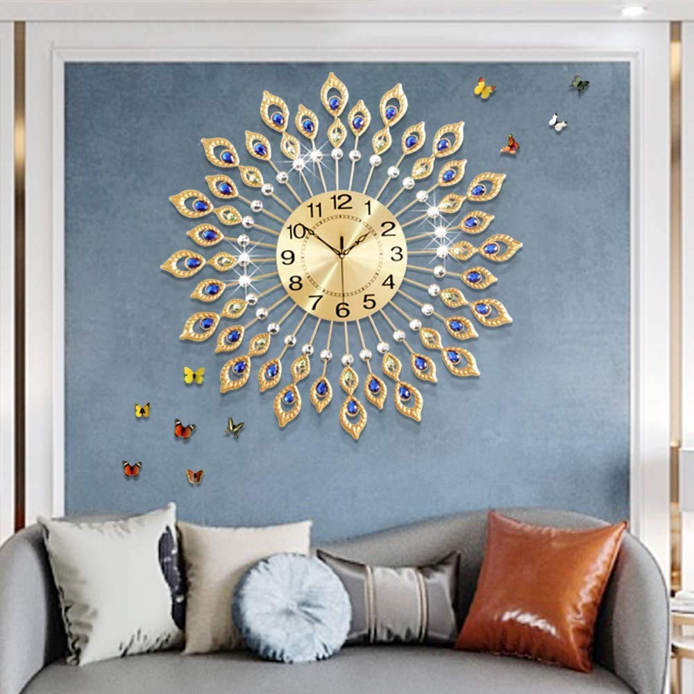 24 Inch Modern Metal Wall Clock Unique Design, Large Silent Battery Operated