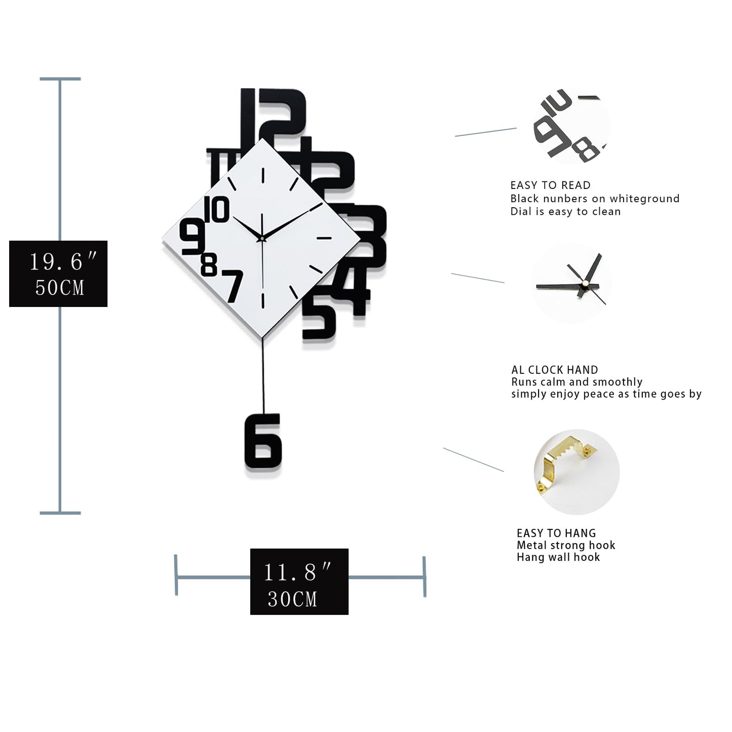 Modern Large Wall Clocks for Living Room Decor Big Silent Pendulum