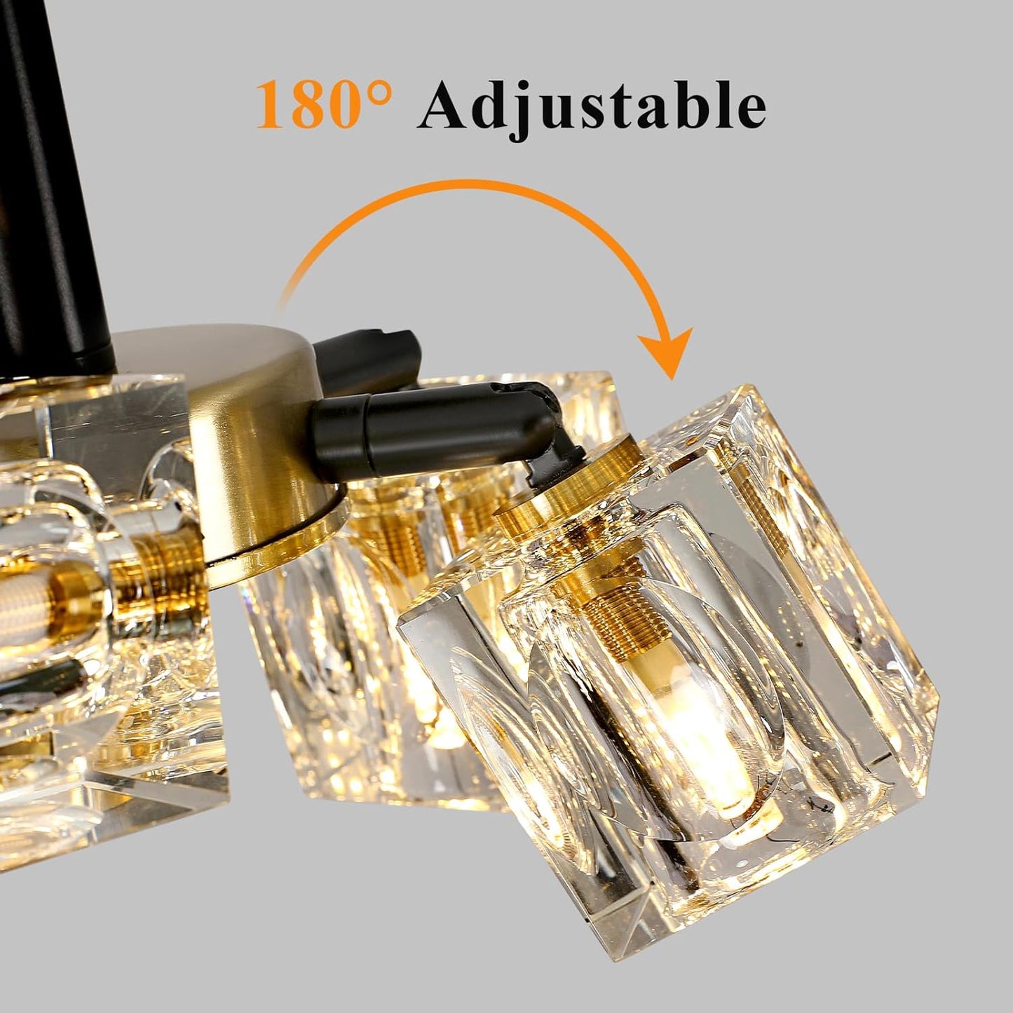 Crystal Light Fixture, 6-Light Black Gold Dining Room Light Fixture