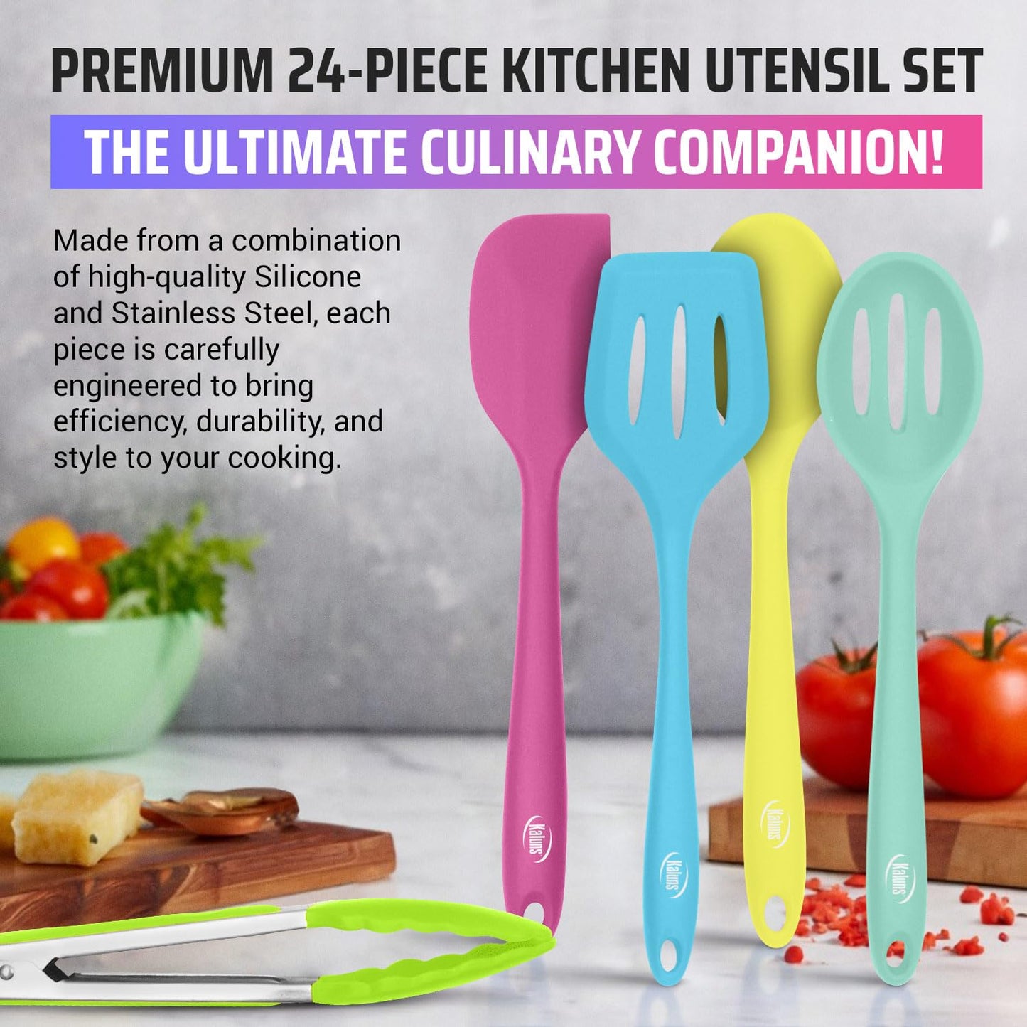 Silicone Kitchen Utensils Set 24 Pcs Silicone Cooking Utensils Set