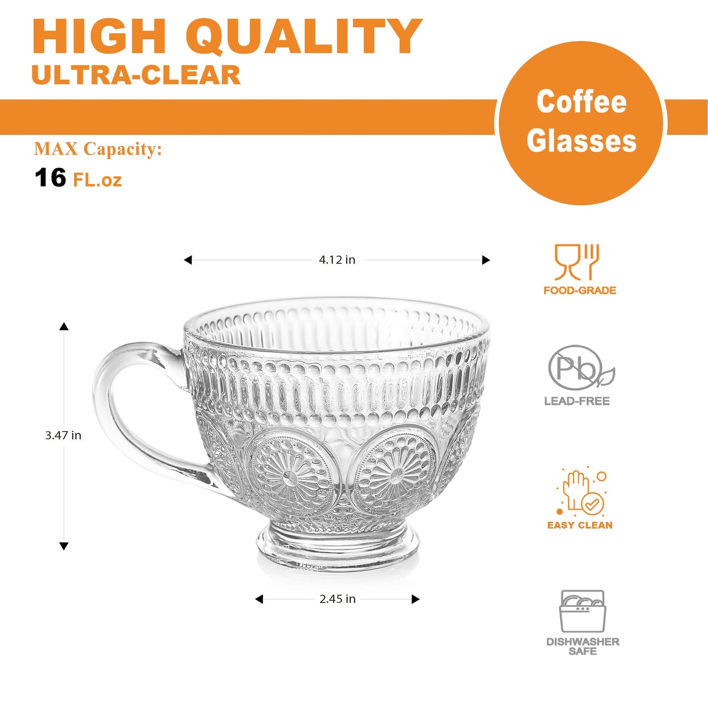 4pcs Set Iridescent Glass Coffee Mugs-Hand Blown & Seamless