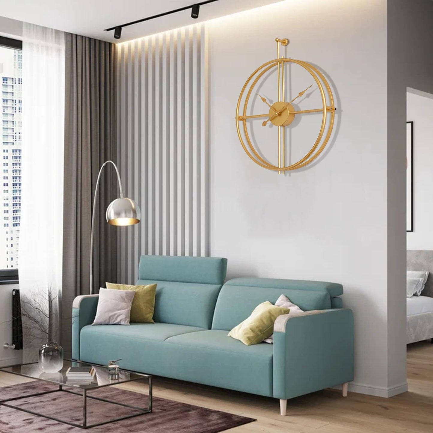 Large Wall Clock Gold Wall Clock Modern Metal Clock