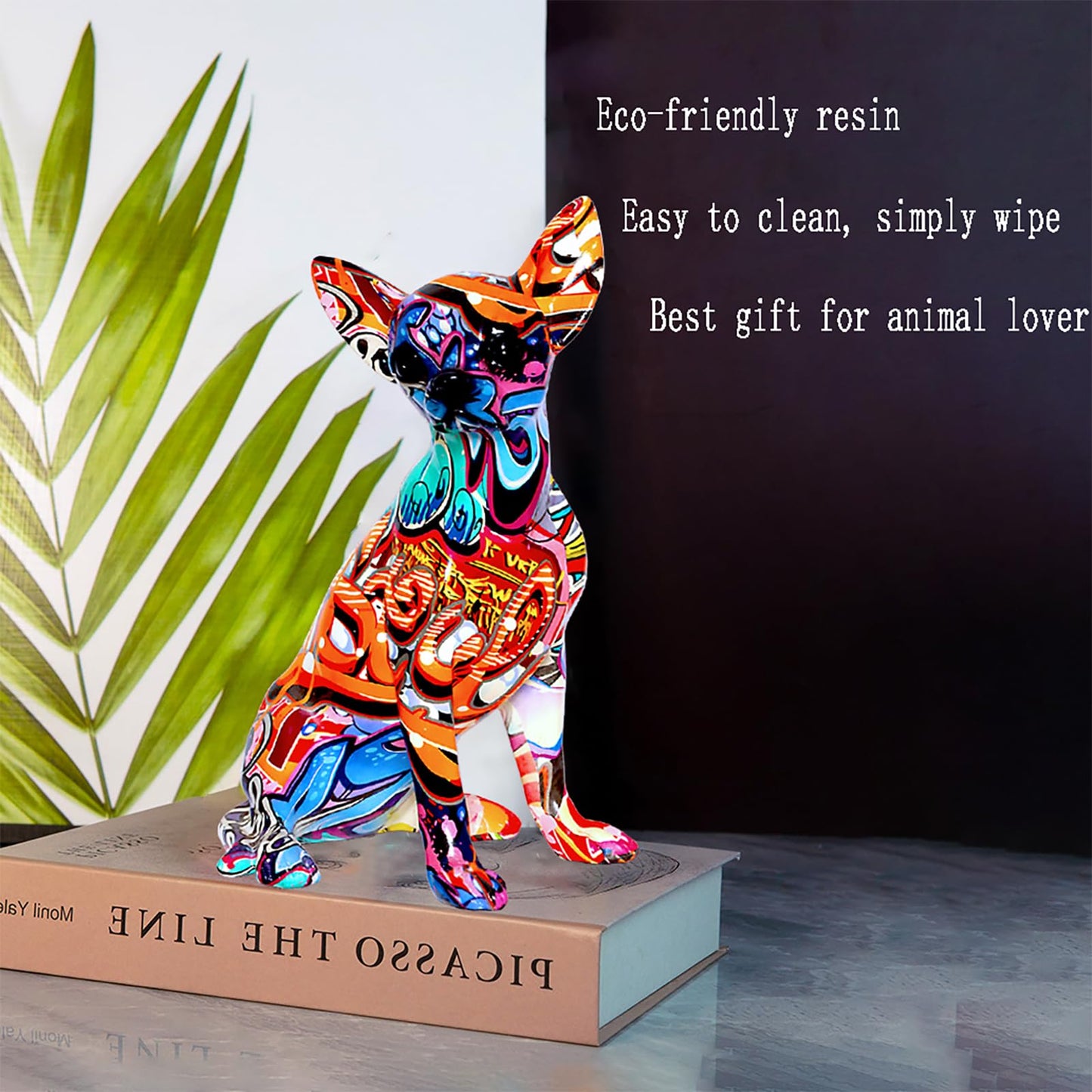 Graffiti French Bulldog Statue Sculpture Art Figurine Home Decoration