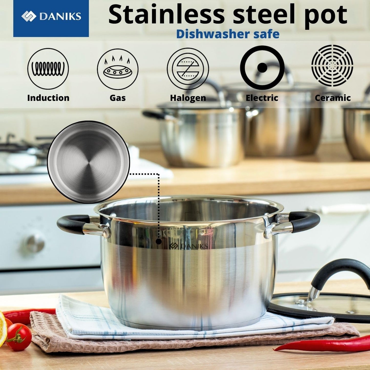 Stainless Steel Kitchen Induction Pot Cookware Set | 10-Piece