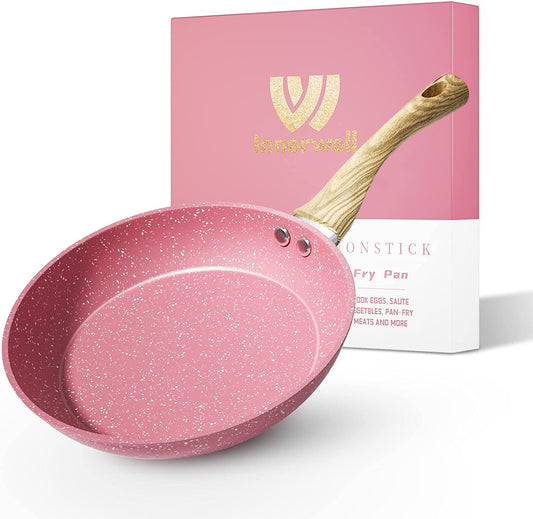 8-Inch Pink Nonstick Egg Pan, PFOA-Free Stone Cookware Skillet