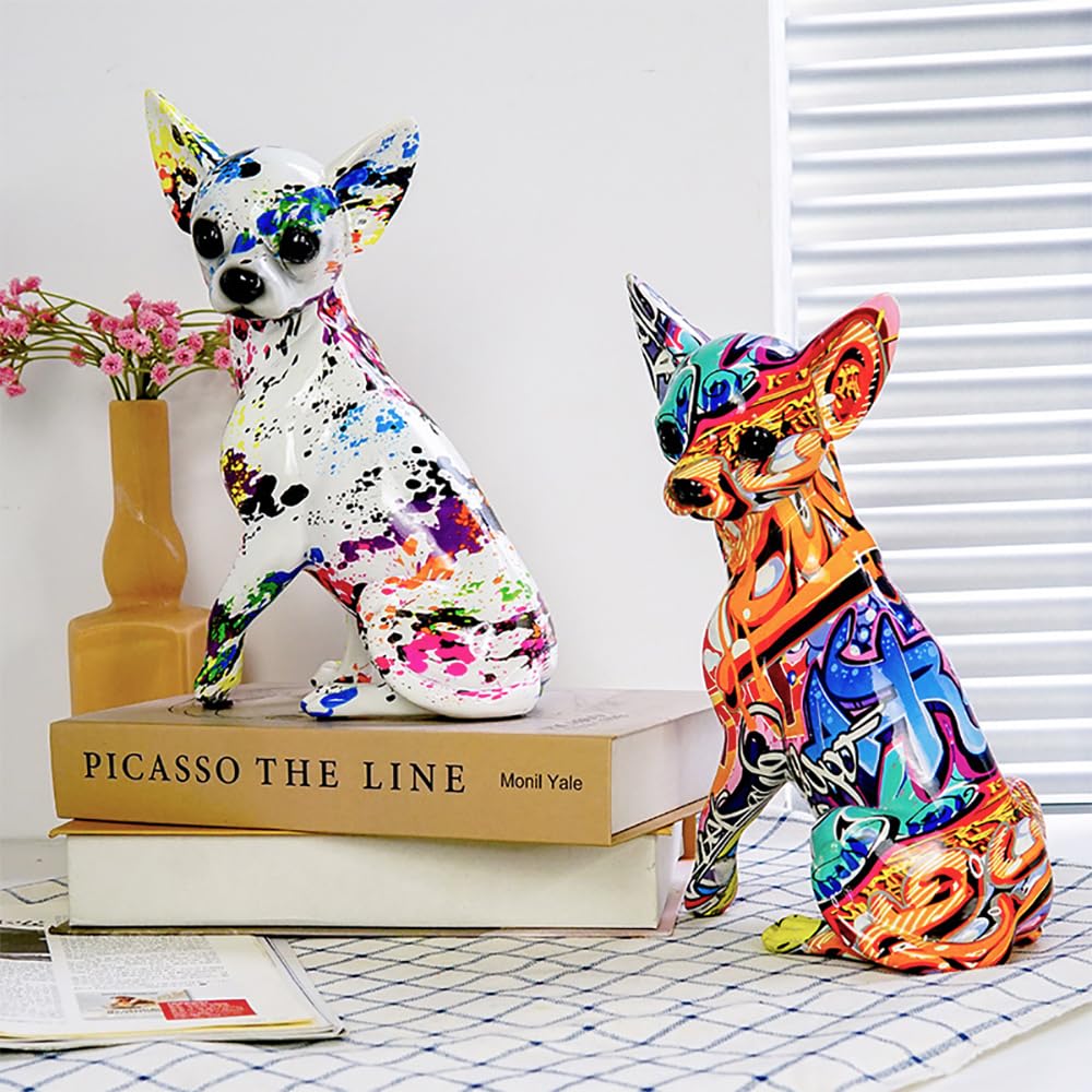 Graffiti French Bulldog Statue Sculpture Art Figurine Home Decoration