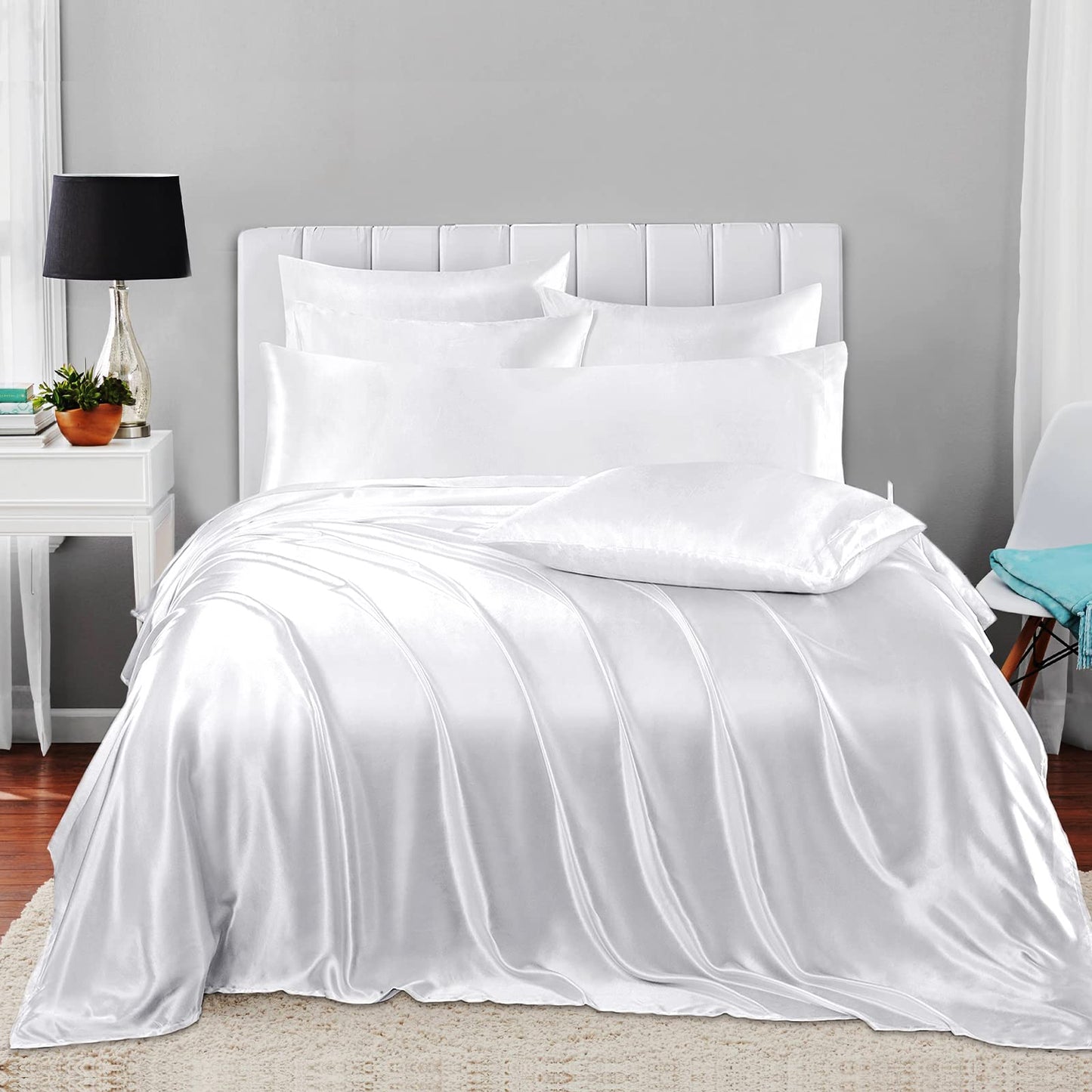 7pcs Satin Sheets Queen Size Bed Set Satin Sheet Set