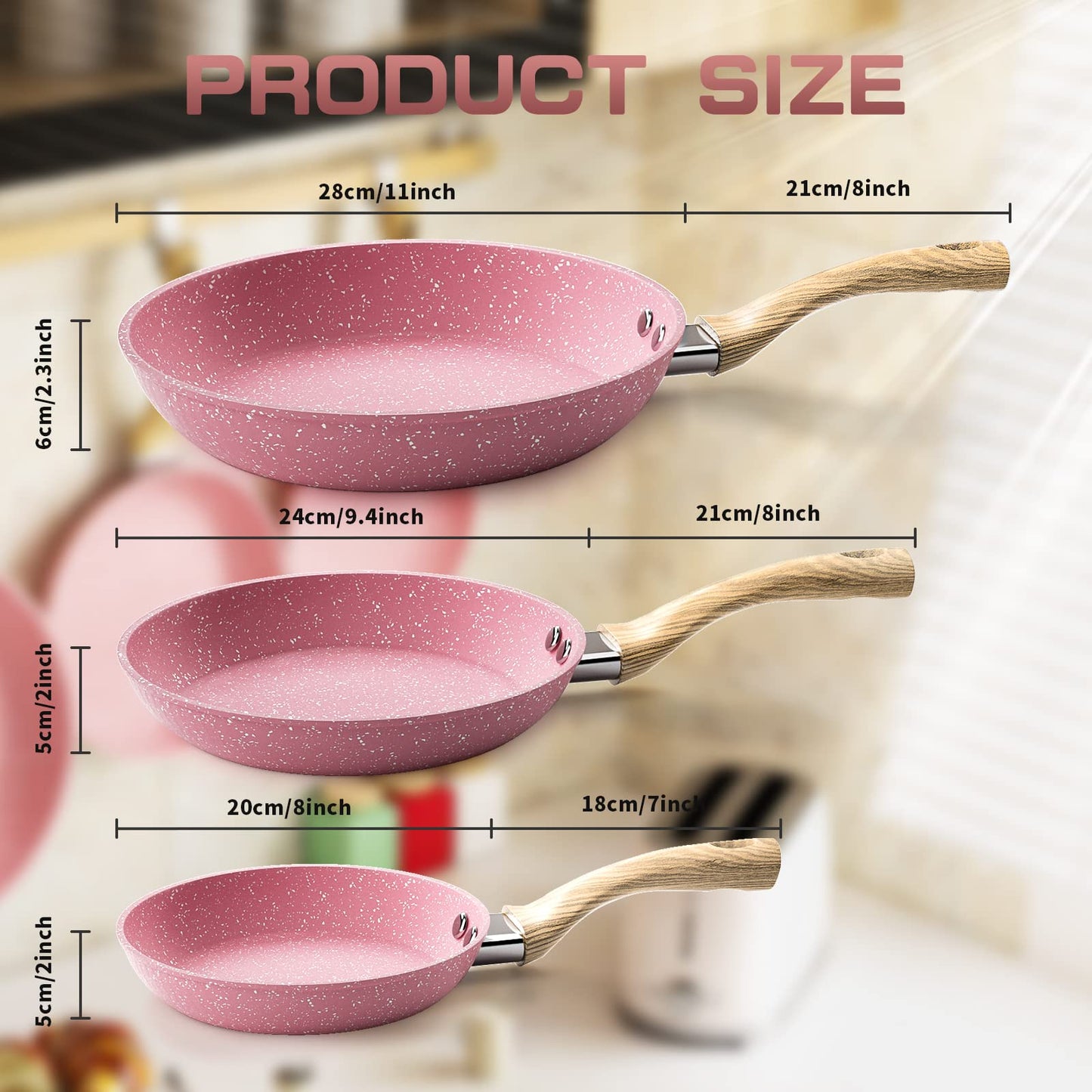 8-Inch Pink Nonstick Egg Pan, PFOA-Free Stone Cookware Skillet