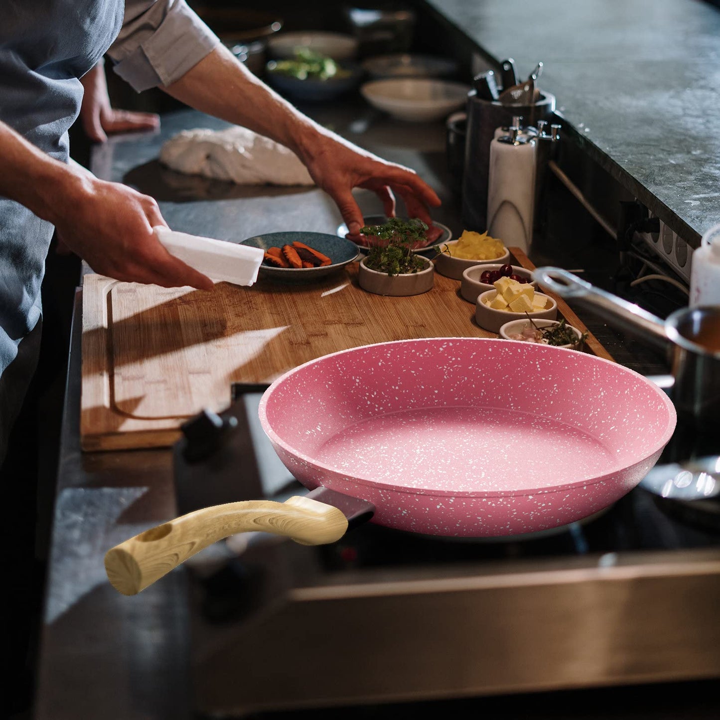 8-Inch Pink Nonstick Egg Pan, PFOA-Free Stone Cookware Skillet