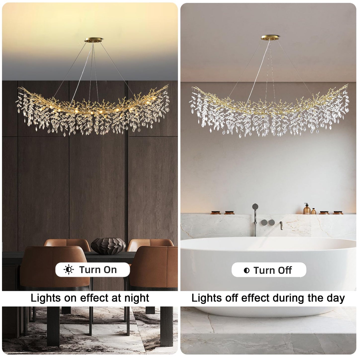 H134'' Modern Crystal Tree Branch Chandelier, Foyer High Ceiling Chandelier