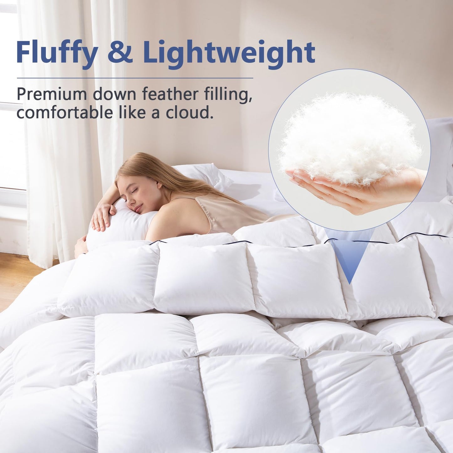 Feather Down Comforter Queen Size, All Season White Down Duvet Insert