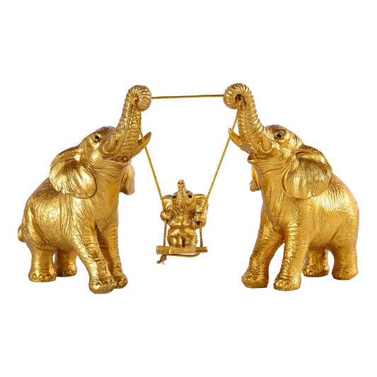 Elephant Statue For Home Decor. Gold Elephant Decor Good Luck Elephant Figurines