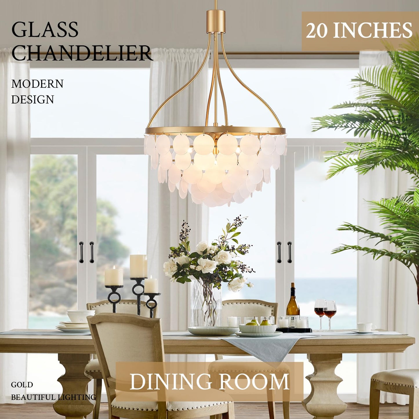 Gold Crystal Chandelier - Dimmable Contemporary Chandelier