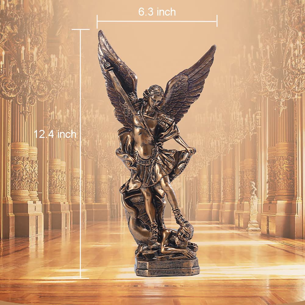 12.5in St. Michael Archangel Statue Collectible Figurines (Bronze)