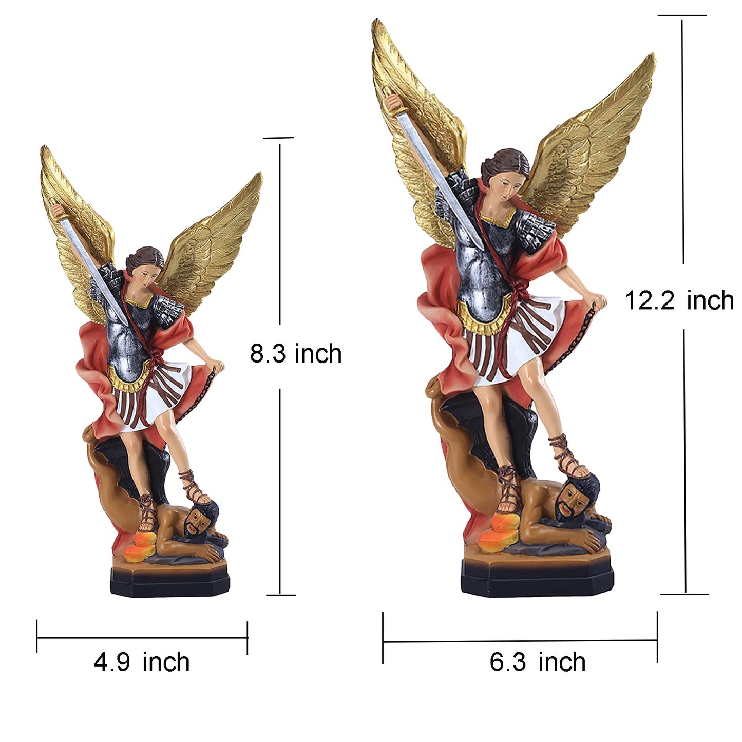 12.5in St. Michael Archangel Statue Collectible Figurines (Bronze)