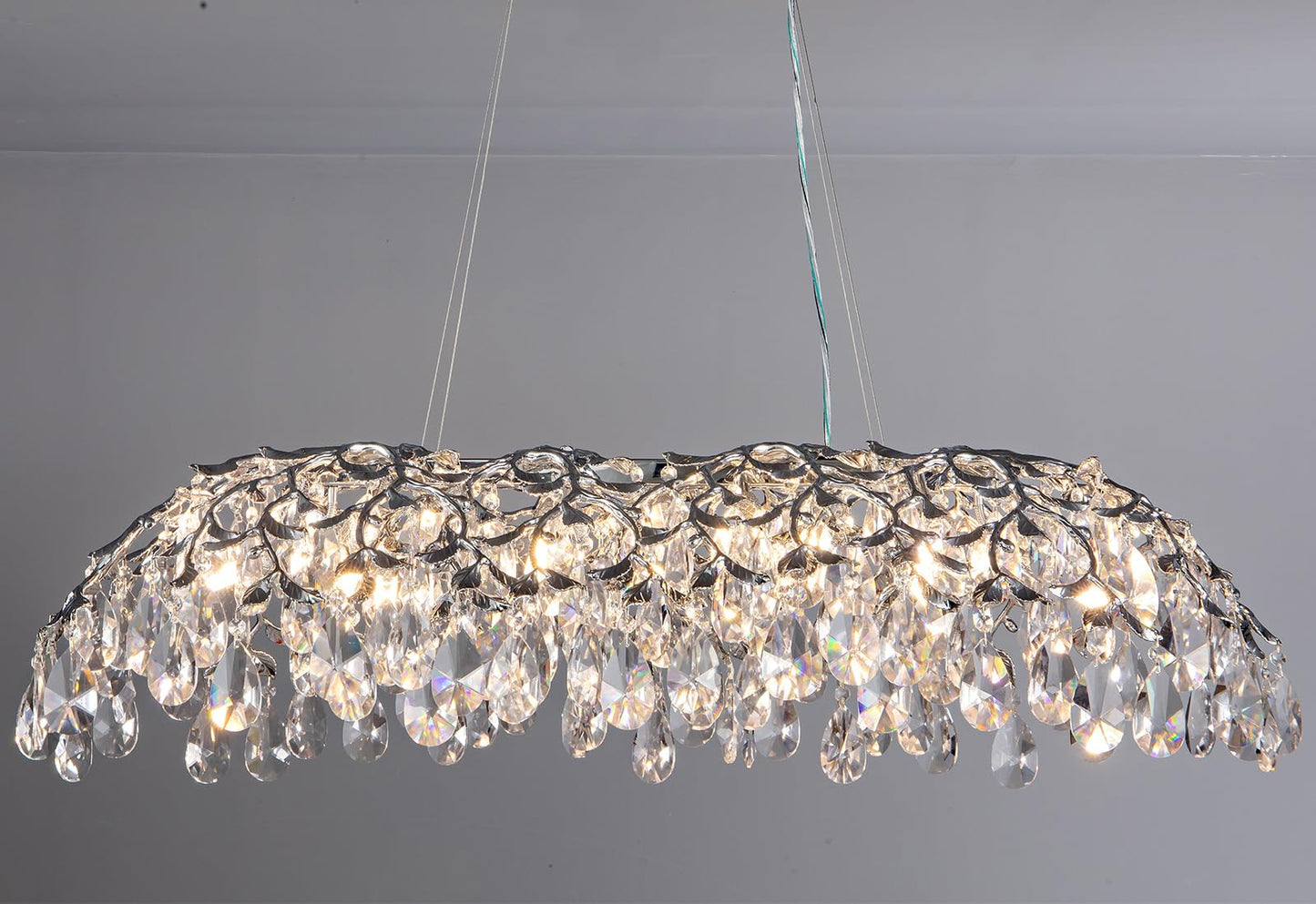 Modern Crystal Chandelier, Gold Pendant Flower Hanging Lighting