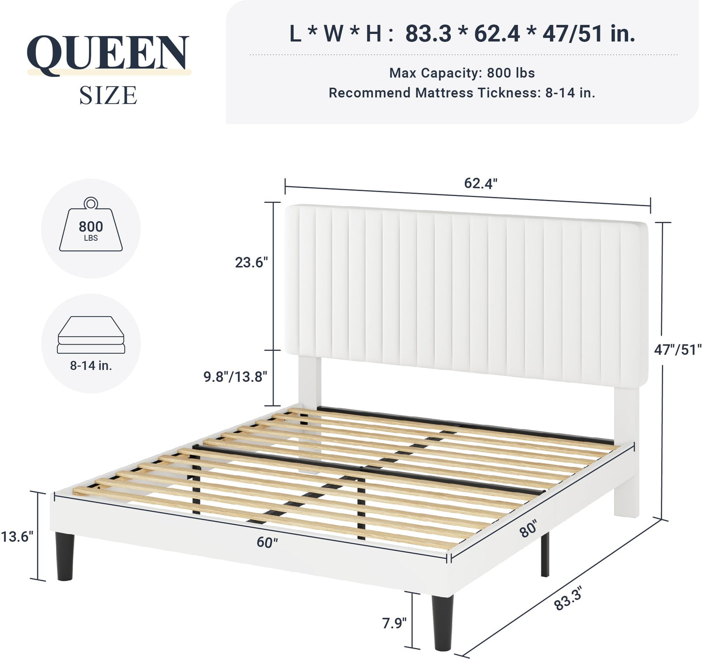 Velvet Upholstered Platform Bed with Adjustable Vertical Channel