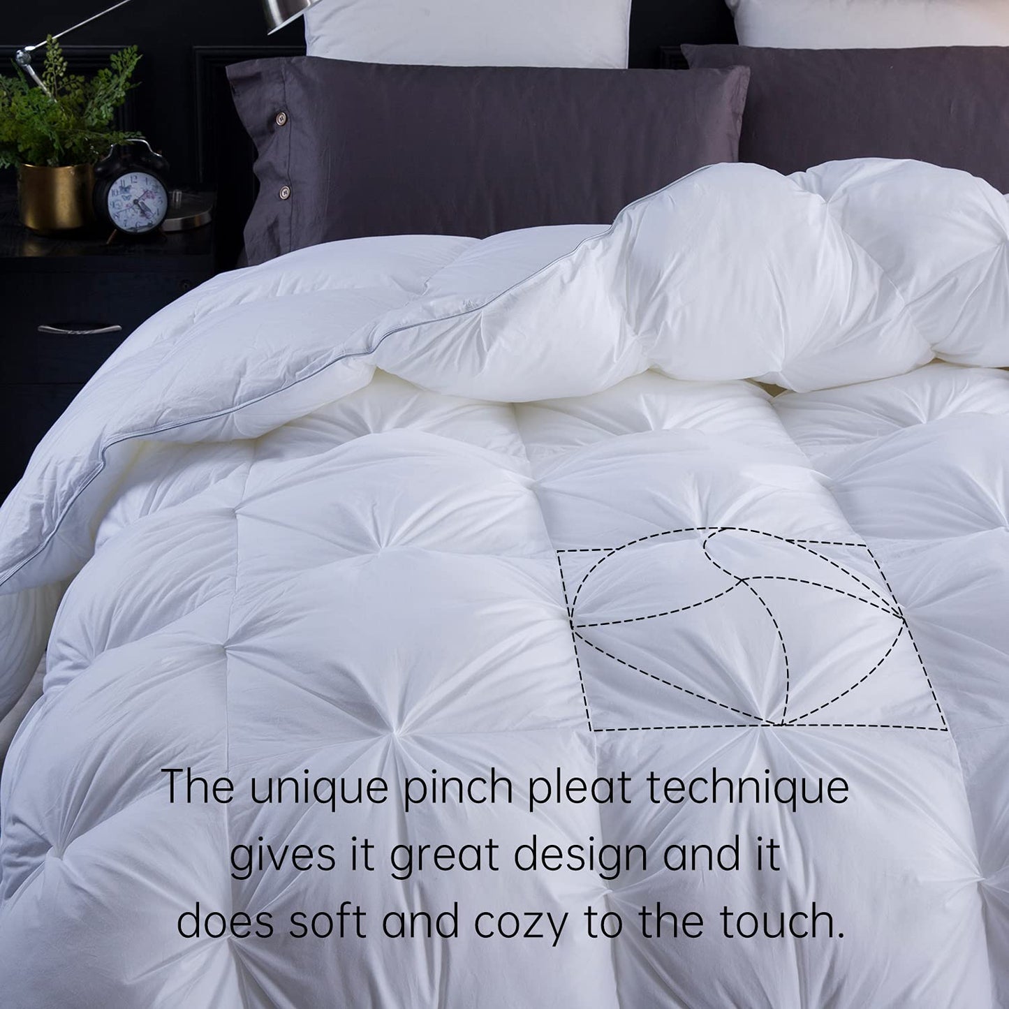 Pinch Pleat Feathers Down Comforter King Size Duvet Insert 100% Cotton