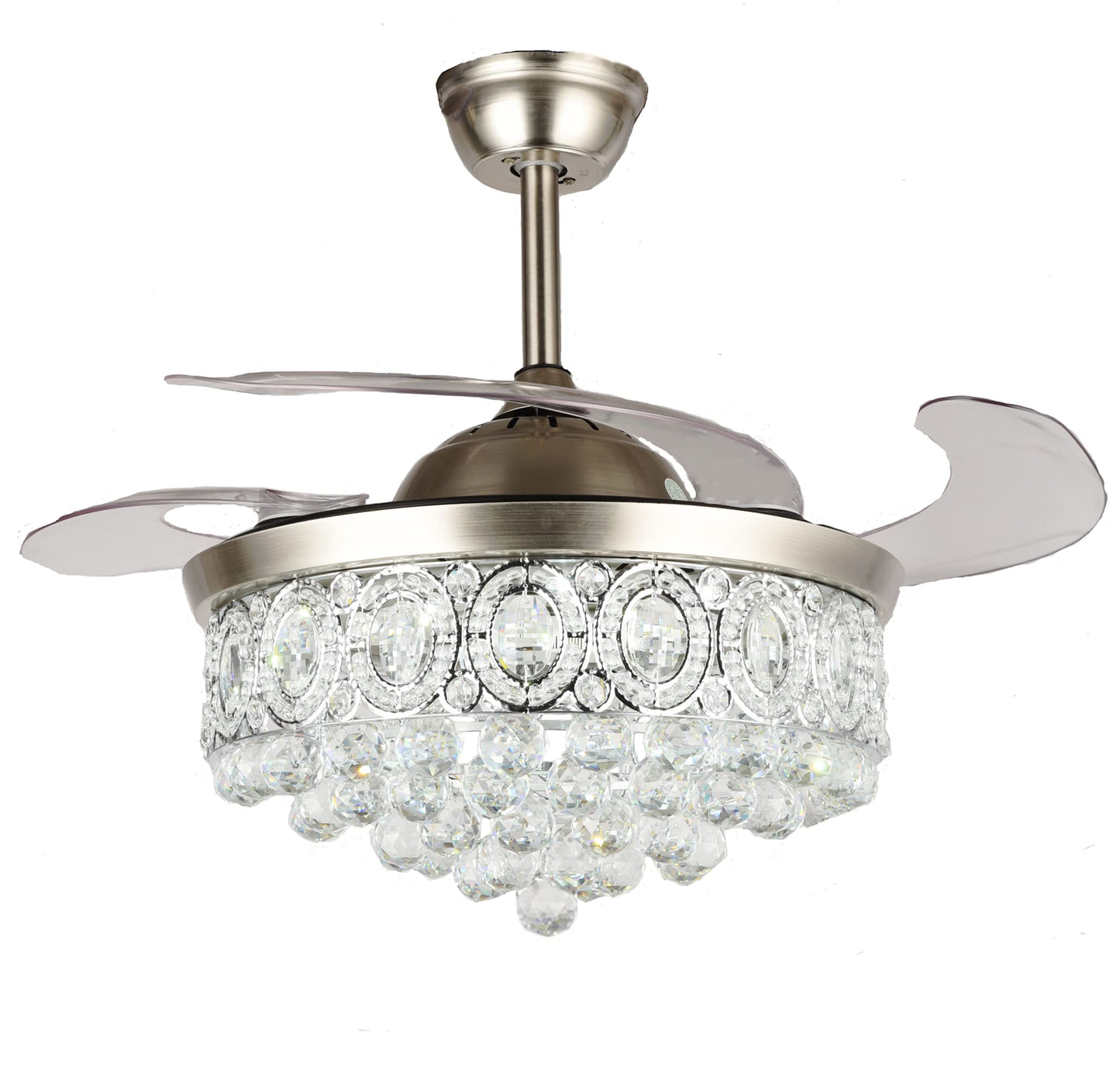 42" Crystal Ceiling Fan with LED Light and Remote Control