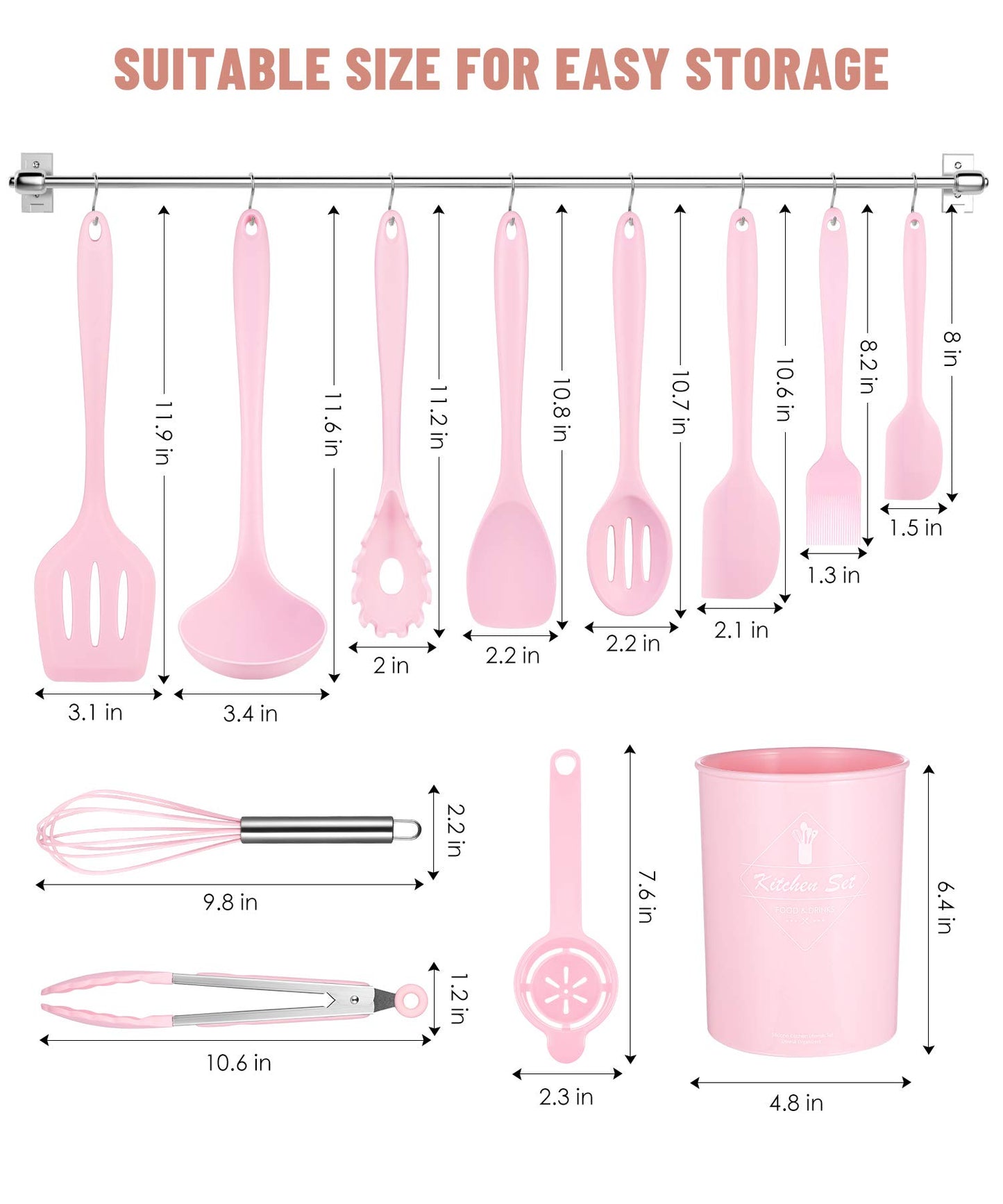 Kitchen Utensils Set-12 Pieces Silicone Cooking Utensils Set (Dishwasher Safe)