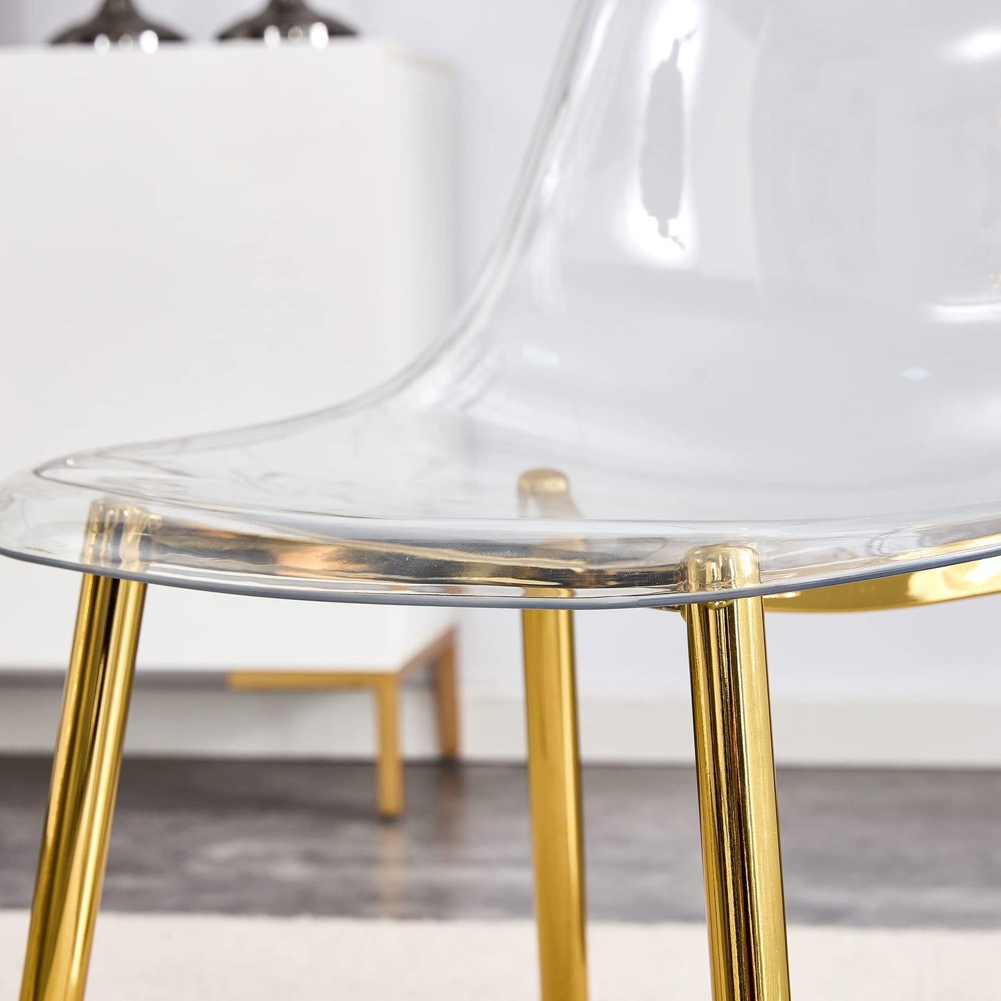 Gold Round Glass Dining Table Set for 4