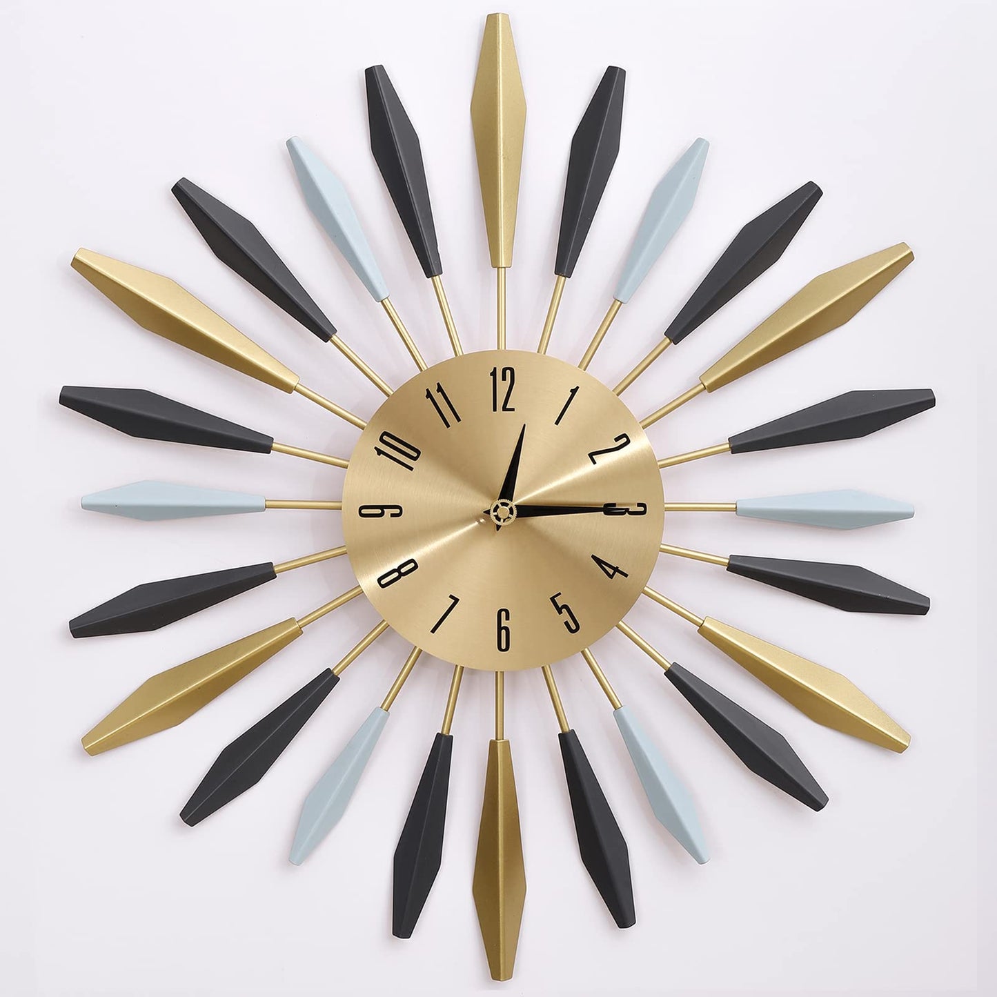 24 Inch Modern Metal Wall Clock Unique Design, Large Silent Battery Operated