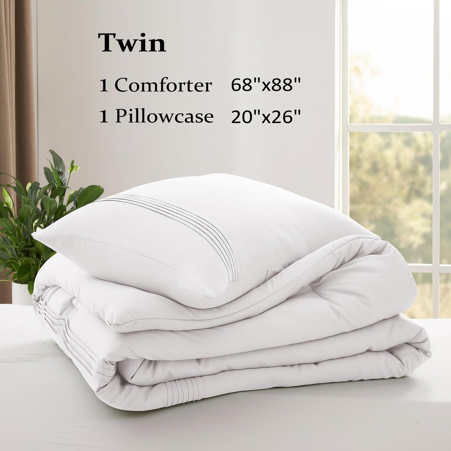 Lightweight Beige Comforter Set Queen Size, Fluffy Comforters