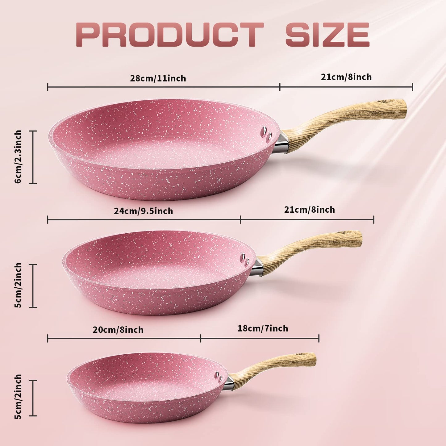 8-Inch Pink Nonstick Egg Pan, PFOA-Free Stone Cookware Skillet