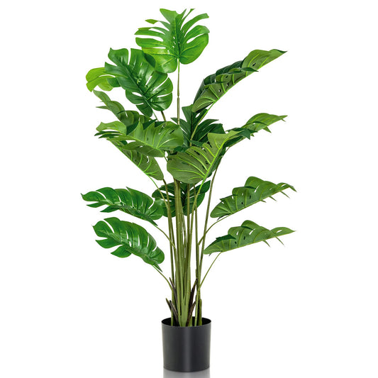 Artificial Monstera Deliciosa Plant, 5ft Tall Fake Tropical Palm Tree