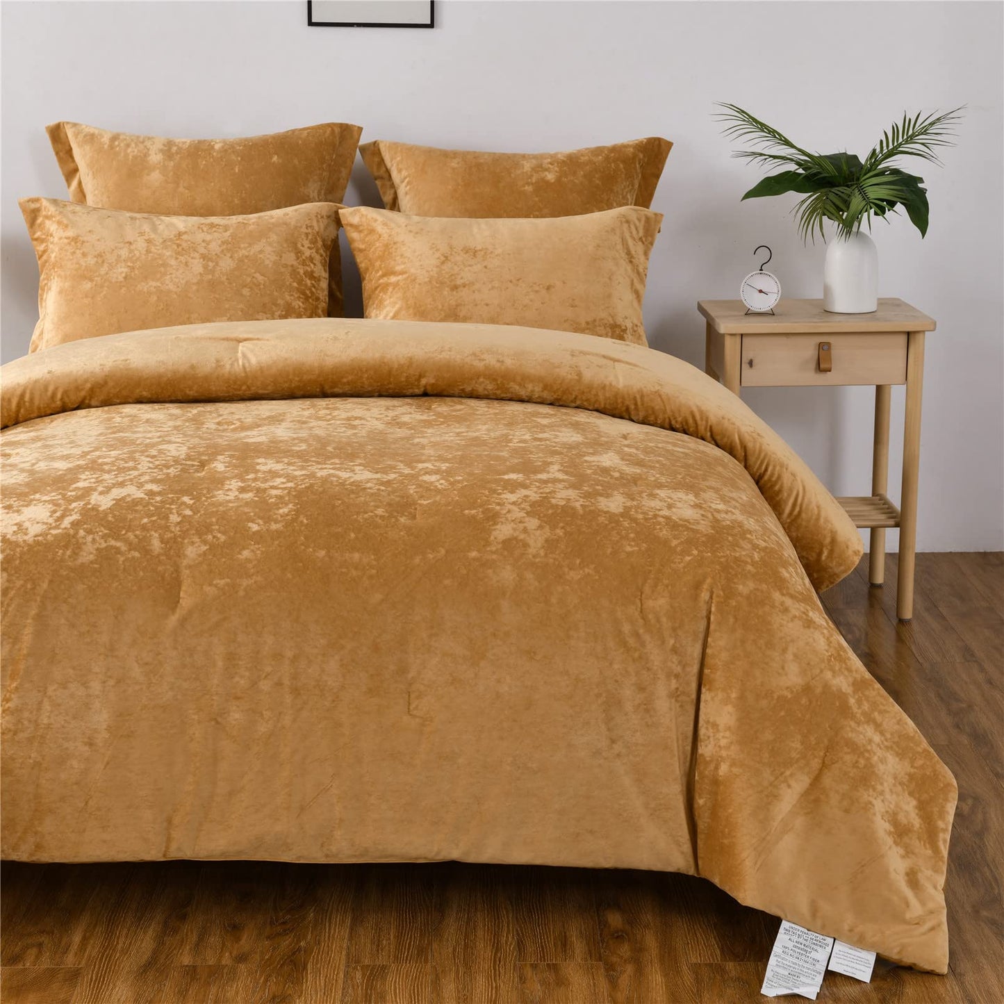 Distressed Velvet Comforter Set Brushed Solid Microfiber Reverse