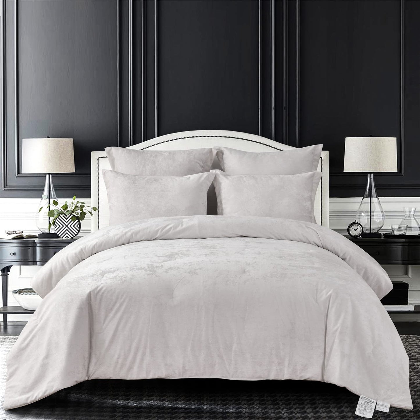 Distressed Velvet Comforter Set Brushed Solid Microfiber Reverse