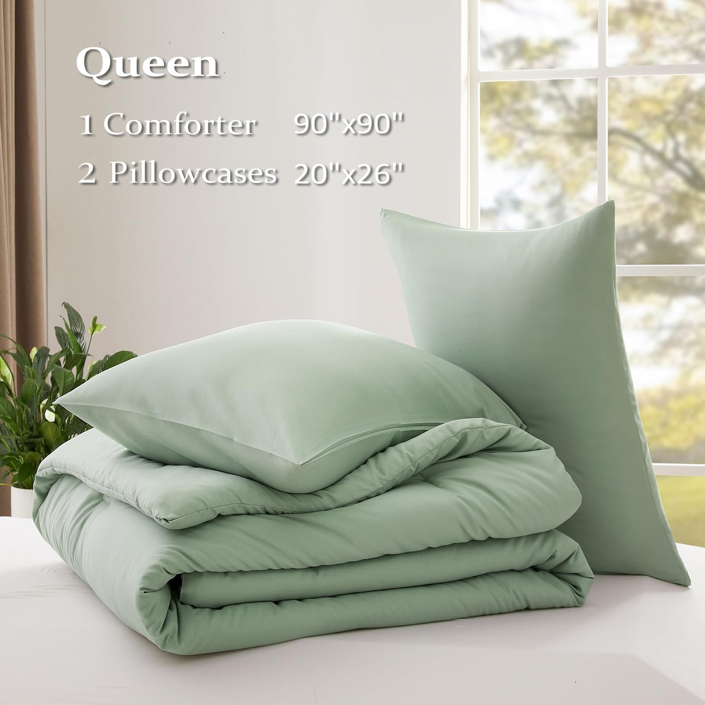 Lightweight Beige Comforter Set Queen Size, Fluffy Comforters