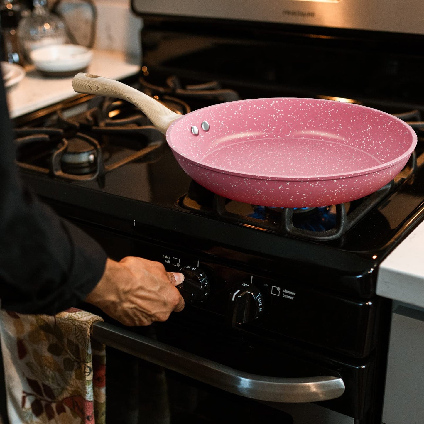 8-Inch Pink Nonstick Egg Pan, PFOA-Free Stone Cookware Skillet