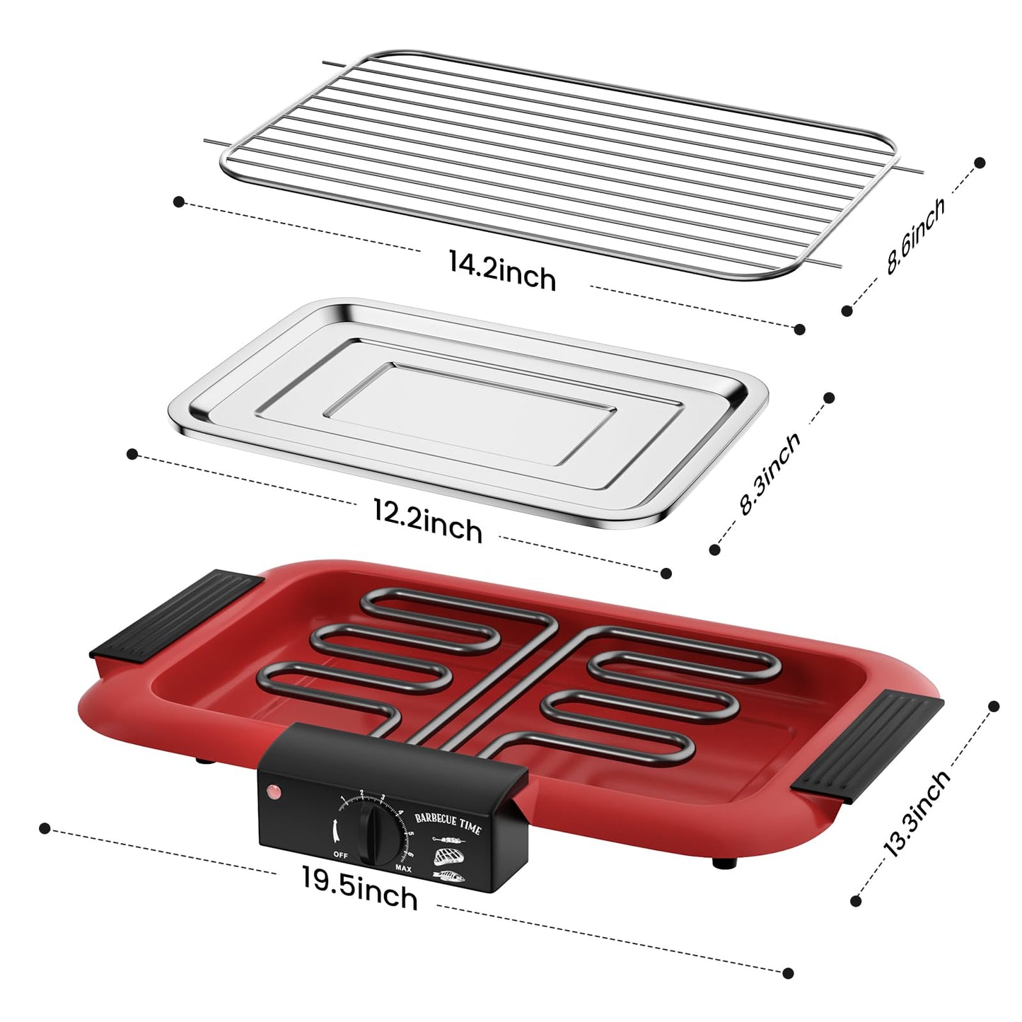 Electric BBQ Grill, Smokeless Non-Stick Indoor/Outdoor Barbecue Grill