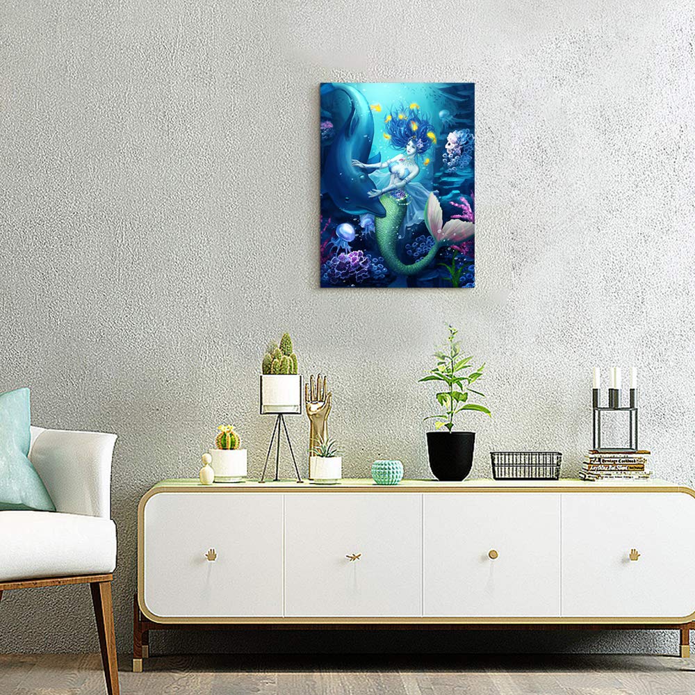 Canvas Wall Art -  Mermaid Artwork Wall 12" x 16" inch