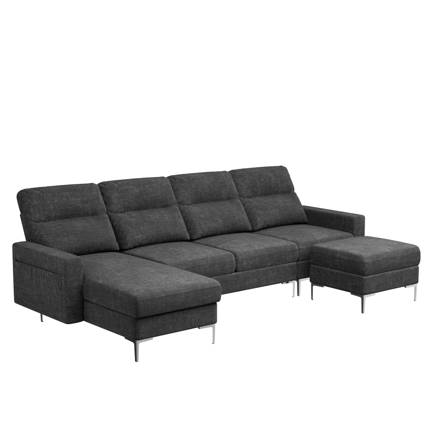 Convertible Sectional Sofa Couch, 4 Seat Sofa Set for Living Room