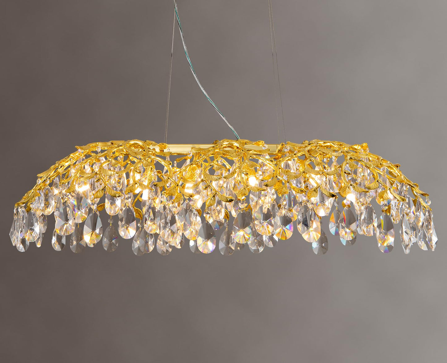 Modern Crystal Chandelier, Gold Pendant Flower Hanging Lighting