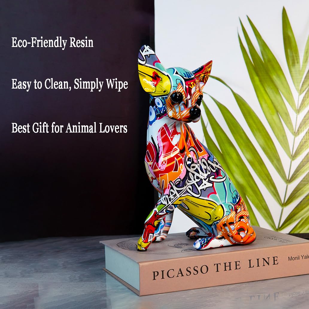 Graffiti French Bulldog Statue Sculpture Art Figurine Home Decoration